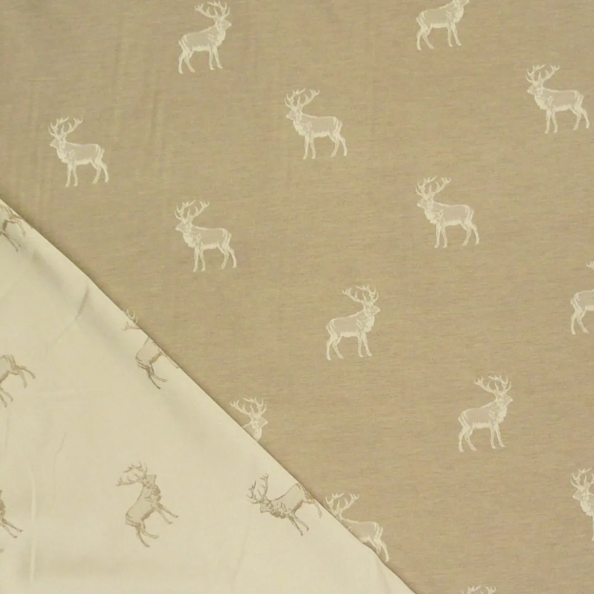 Dekostoff Wendestoff Hirsch beige sand 140cm Höhe