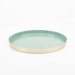 Deko Tablett aus Metall eukalyptus gold matt 30cm von Rayher
