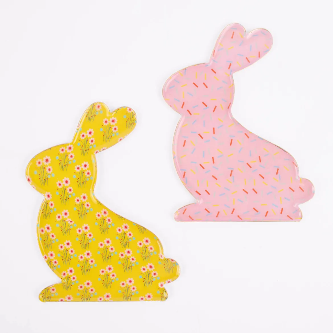 Dekotablett Hase rosa bunt 13x18cm