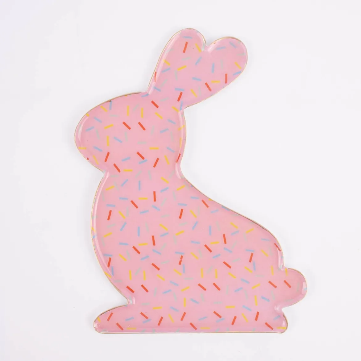 Dekotablett Hase rosa bunt 13x18cm