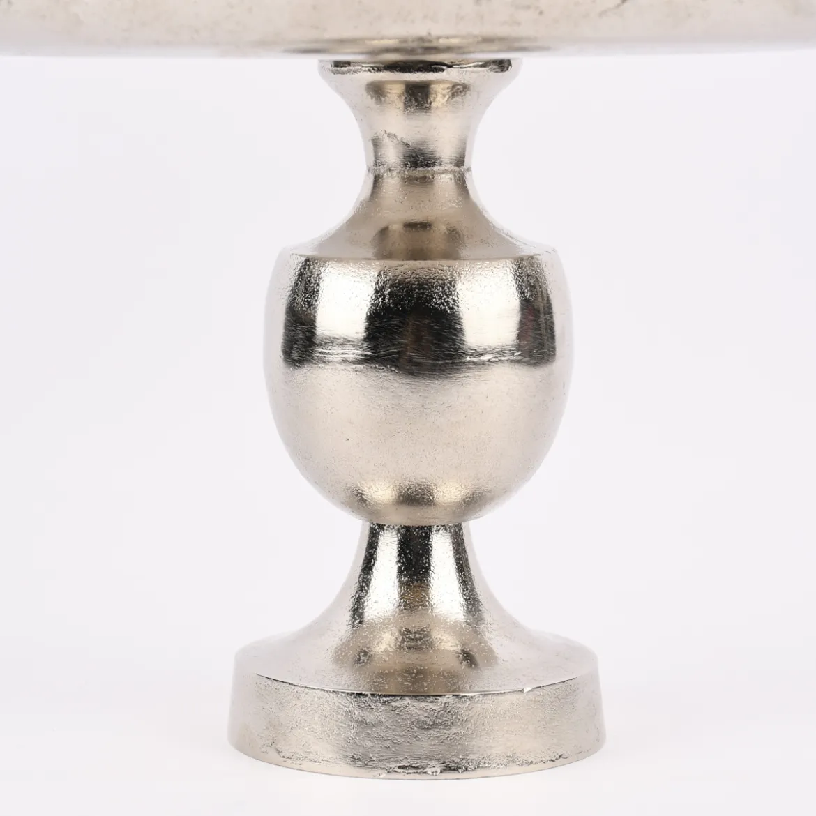 Deko Teller auf Fuß strukturiert Aluminium silberfarbig 49x27,5cm