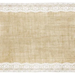 Deko Tischband Jute Sackleinen mit Spitzenborte natur weiß 0,28x2,75m