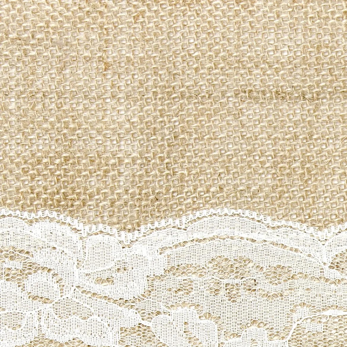 Deko Tischband Jute Sackleinen mit breiter Spitzenborte natur weiß 0,28x2,75m