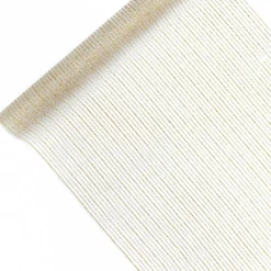 Deko Tischband Organza bedruckt Streifen weiß gold 0,48x9m