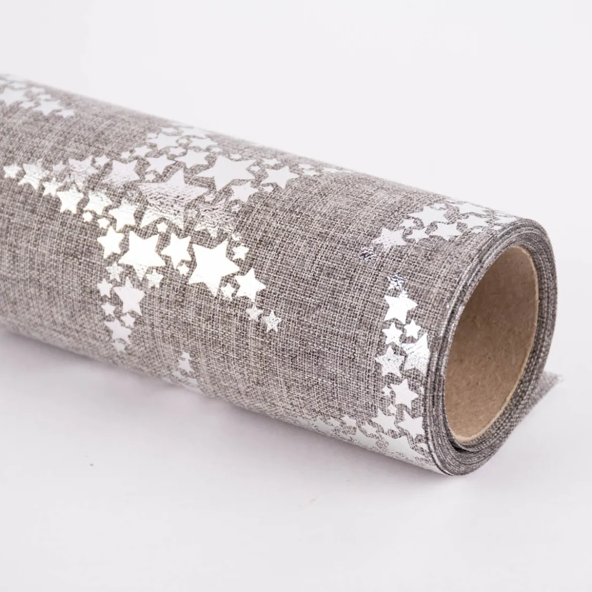 Deko Tischband Sterne metallic grau silberfarbig 28x250cm