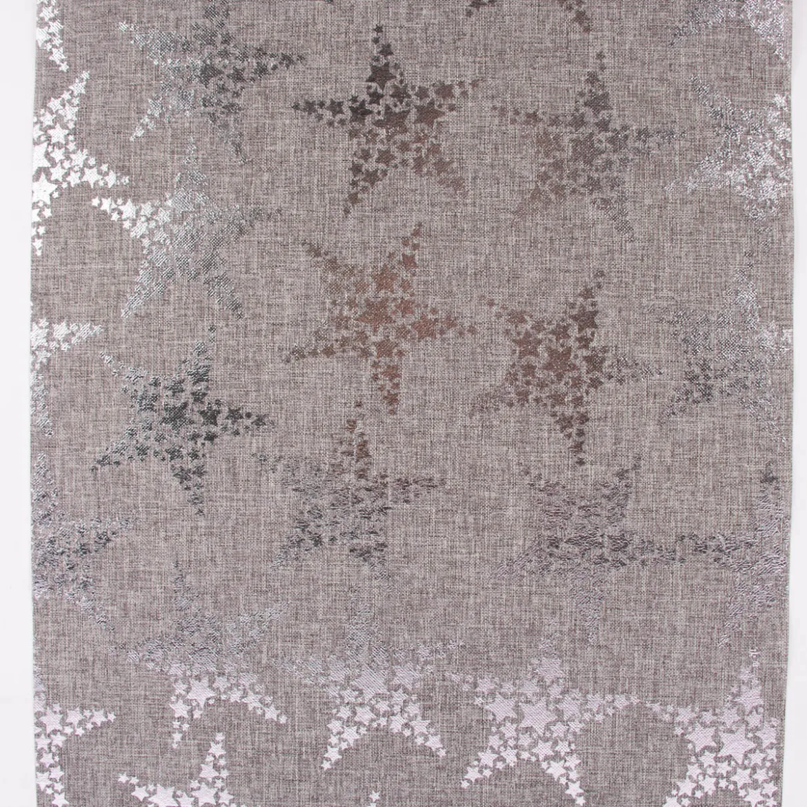 Deko Tischband Sterne metallic grau silberfarbig 28x250cm