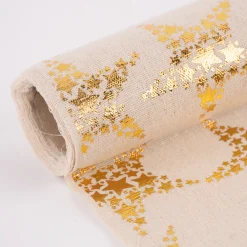 Deko Tischband Sterne metallic natur goldfarbig 28x250cm