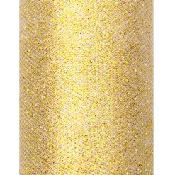 Deko Tischband Tüll einfarbig gold glitzernd 0,15x9m