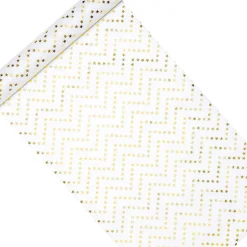 Deko Tischband Vlies bedruckt Sterne Chevron weiß gold 0,36x9m