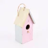 Deko Vogelhaus zum Aufhängen Holz rosa hellblau creme 19x10x7cm