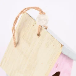 Deko Vogelhaus zum Aufhängen Holz rosa hellblau creme 19x10x7cm