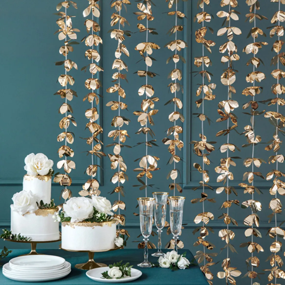 Deko Vorhang Blumen gold 100x210cm