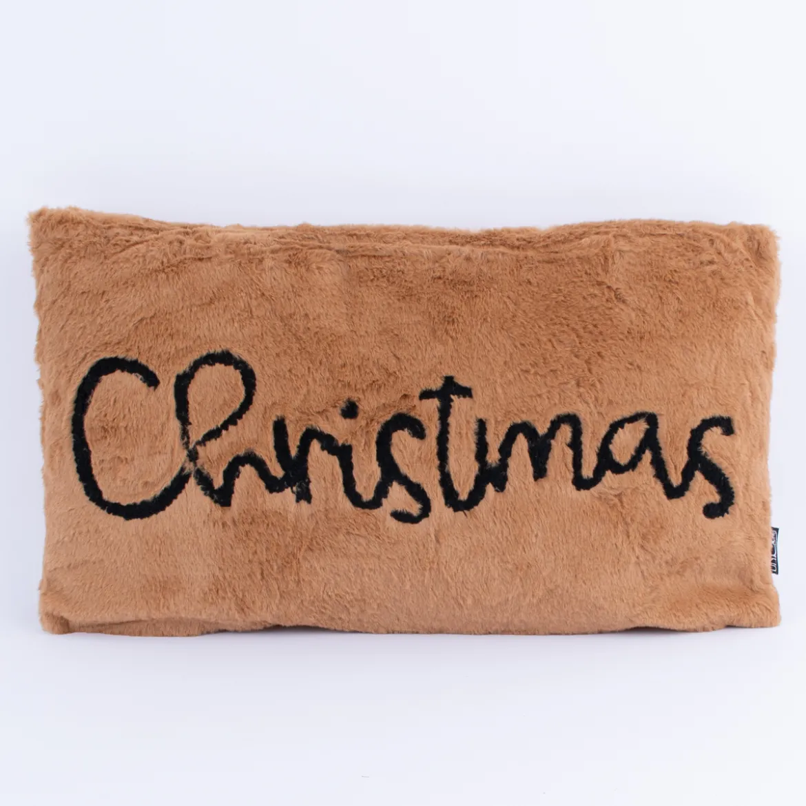 Deko Weihnachtskissen Christmas aus Plüsch braun 30x50cm