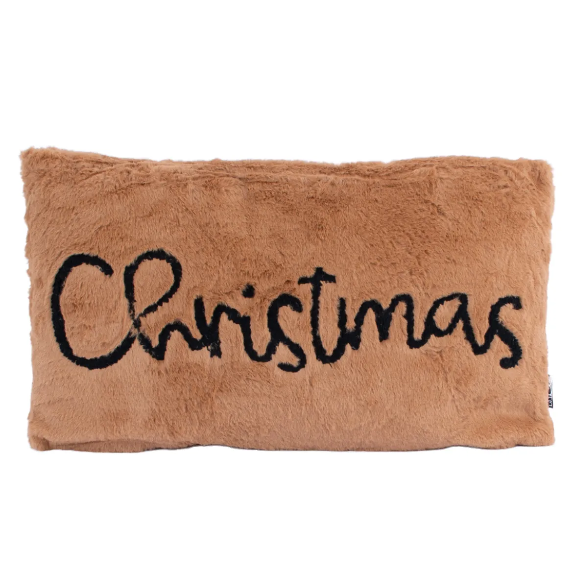 Deko Weihnachtskissen Christmas aus Plüsch braun 30x50cm