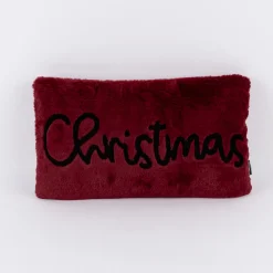 Deko Weihnachtskissen Christmas aus Plüsch rot schwarz 30x50cm