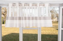 Design Ösenpanneaux Bistro Scheiben Gardine Streifen natur 50x140cm
