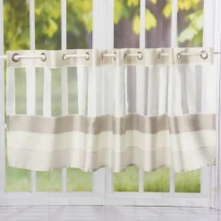 Design Ösenpanneaux Bistro Scheiben Gardine Streifen natur 50x140cm