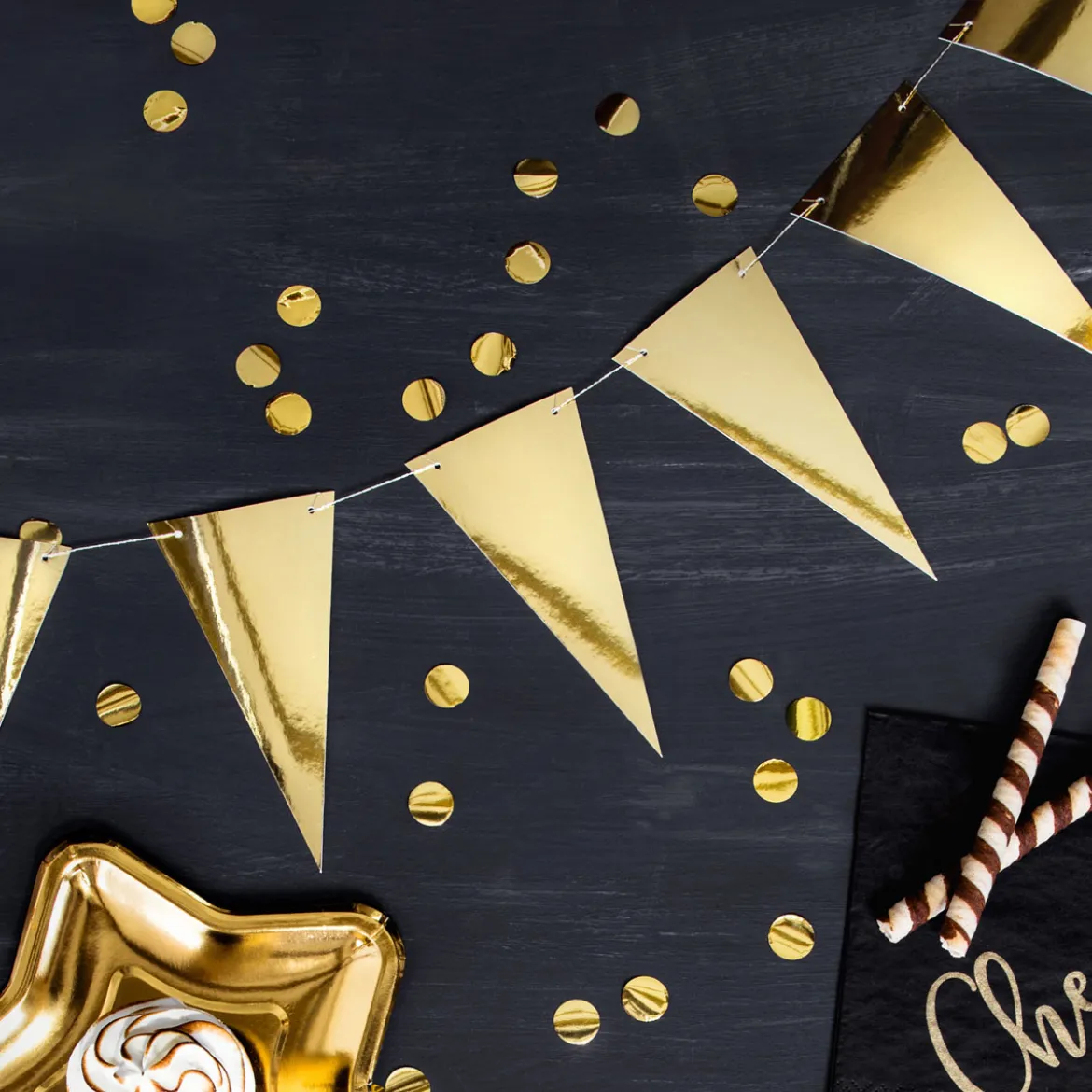 DIY-Girlande mit Wimpeln goldfarbig 13,5x215cm