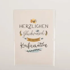 Doppelkarte Herzlichen Glückwunsch zur Konfirmation 12x17cm mit Goldveredelung von Grafik Werkstatt