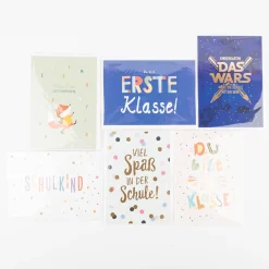 Doppelkarte Hurra, endlich SCHULKIND weiß bunt 12x17cm von Grafik Werkstatt