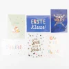 Doppelkarte Kindergarten DAS WARS mit Goldveredelung blau 12x17cm von Grafik Werkstatt