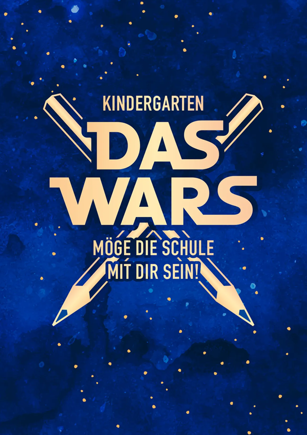 Doppelkarte Kindergarten DAS WARS mit Goldveredelung blau 12x17cm von Grafik Werkstatt