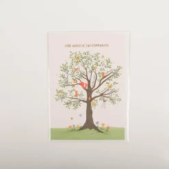 Doppelkarte Liebe Wünsche zur Kommunion 12x17cm Lebensbaum mit Goldveredelung von Grafik Werkstatt
