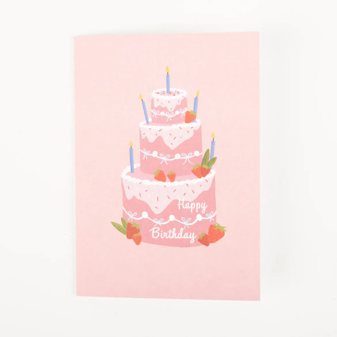 Doppelkarte mit Umschlag Happy Birthday Erdbeertorte rosa rot A6 von KEITCARDS
