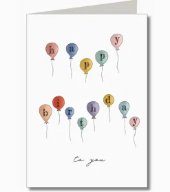 Doppelkarte mit Umschlag Happy Birthday Luftballons doppelreihig A6 von KEITCARDS