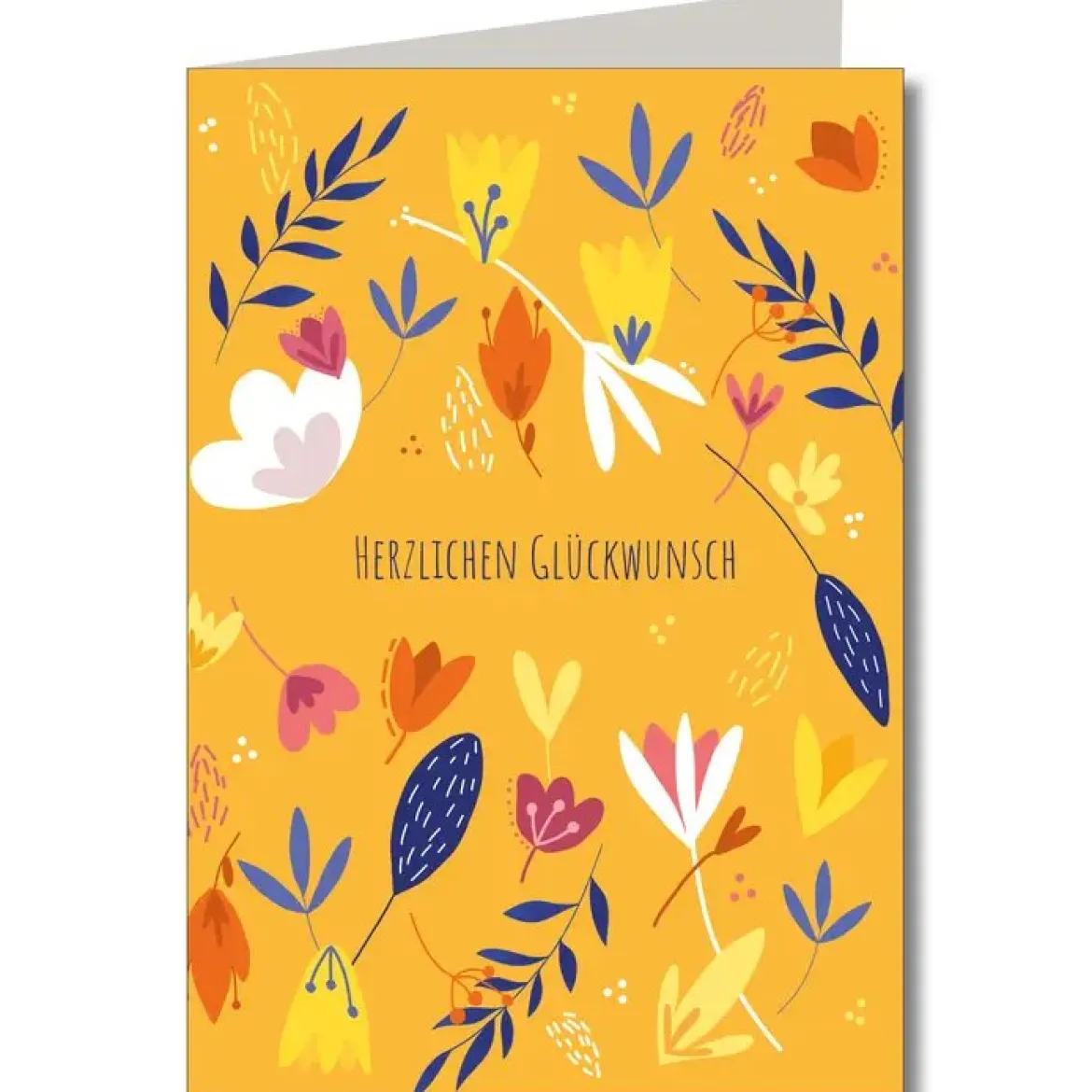 Doppelkarte mit Umschlag Herzlichen Glückwunsch Blumenwiese gelb bunt A6 von KEITCARDS