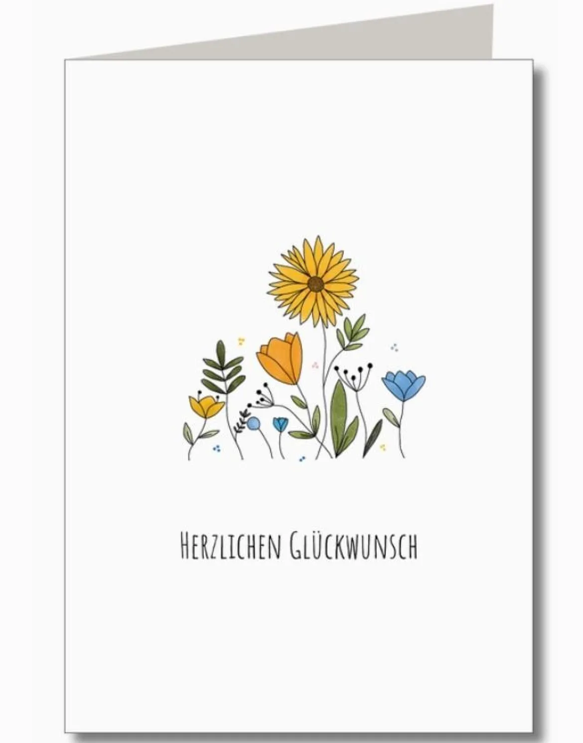 Doppelkarte mit Umschlag Herzlichen Glückwunsch Sonnenblume Blumenfeld A6 von KEITCARDS