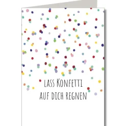Doppelkarte mit Umschlag Lass Konfetti auf dich regnen Konfettiregen weiß bunt A6 von KEITCARDS