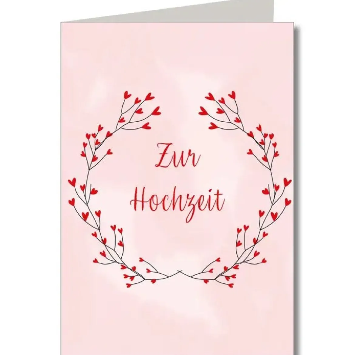 Doppelkarte mit Umschlag Zur Hochzeit Herzchenkranz rosa rot A6 von KEITCARDS