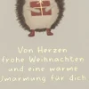 Doppelkarte Von Herzen frohe Weihnachten Igel mit Goldveredelung 142x108mm von Grafik Werkstatt