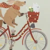 Doppelkarte Weihnachten Hund mit Fahrrad mit Goldveredelung 12x17cm von Grafik Werkstatt