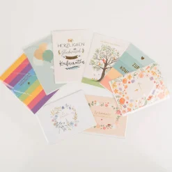 Doppelkarte Zur Kommunion alles Liebe 12x17cm Streifen mit Goldveredelung von Grafik Werkstatt