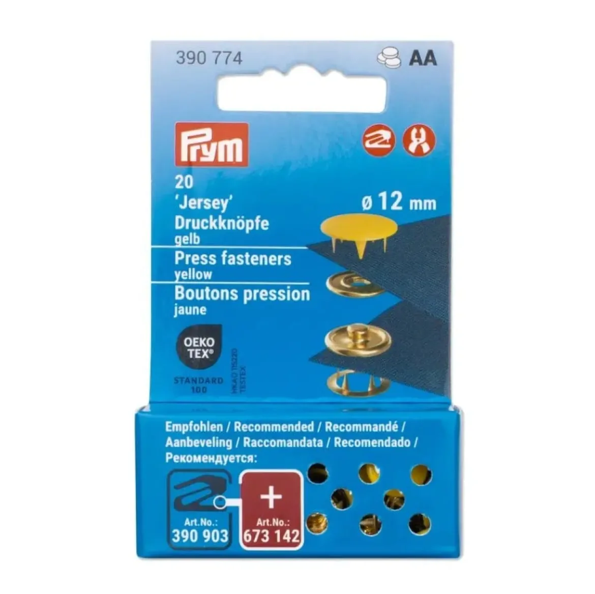 Druckknöpfe Jersey 12mm gelb 20 Stk von Prym