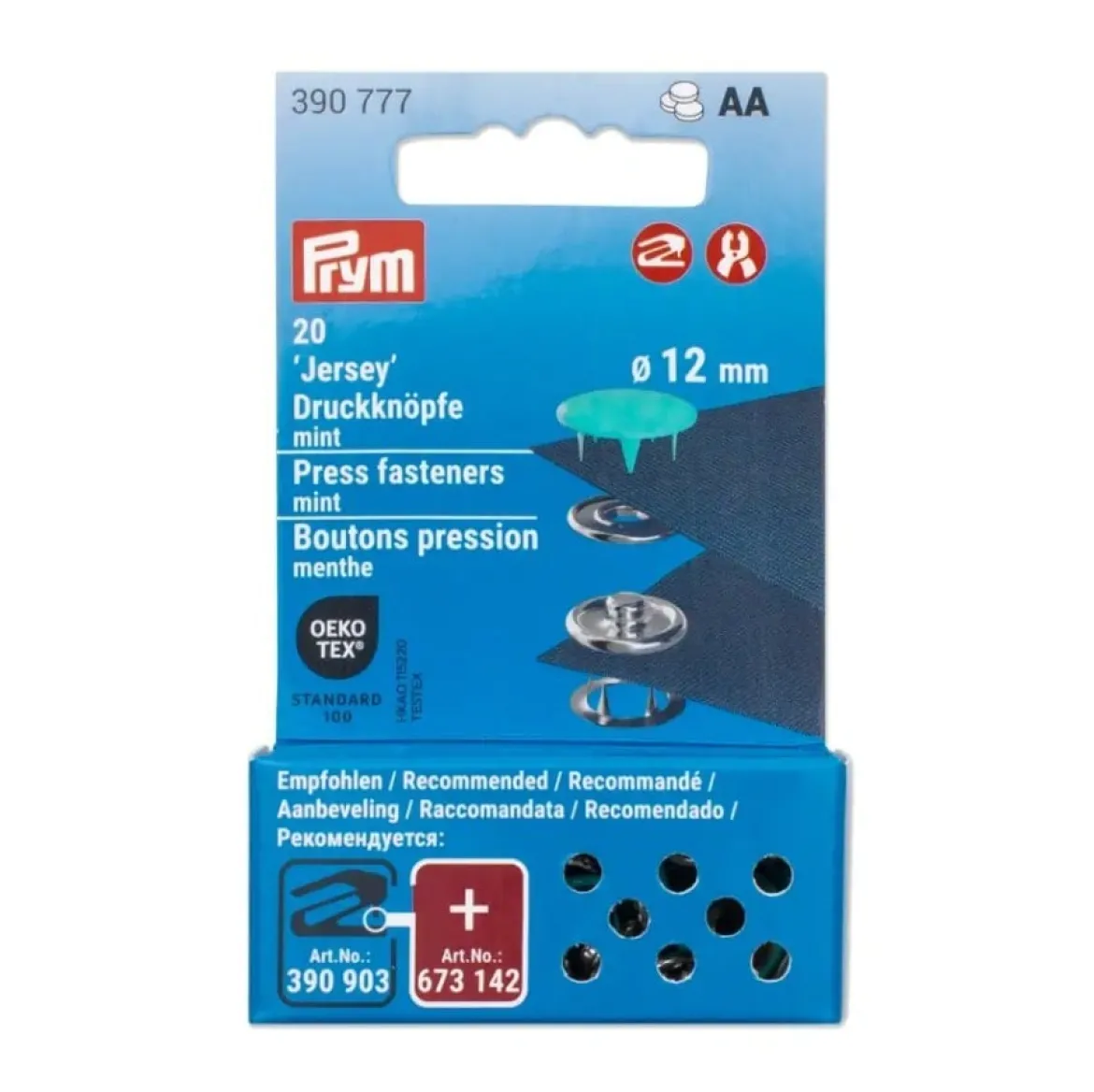 Druckknöpfe Jersey 12mm mint 20 Stk von Prym