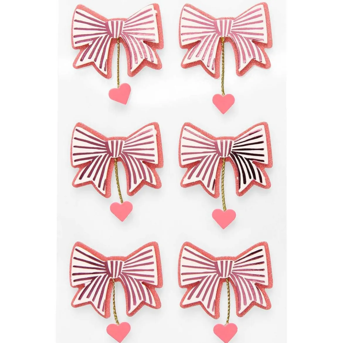 3D Sticker Schleifen mit Herzchen in Rosa 6Stk von Rico Design