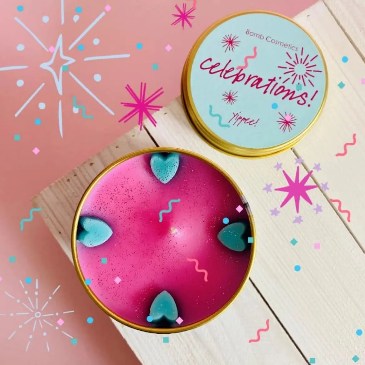 Duftkerze Celebrations in der Metalldose handgemacht von Bomb Cosmetic