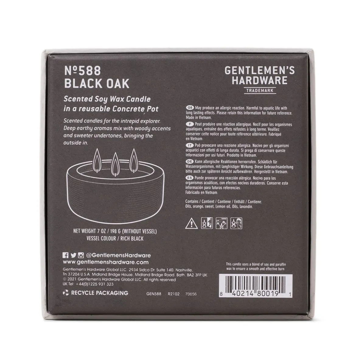 Duftkerze Sojakerze Concrete Candle Black Oak von Gentlemen´s Hardware