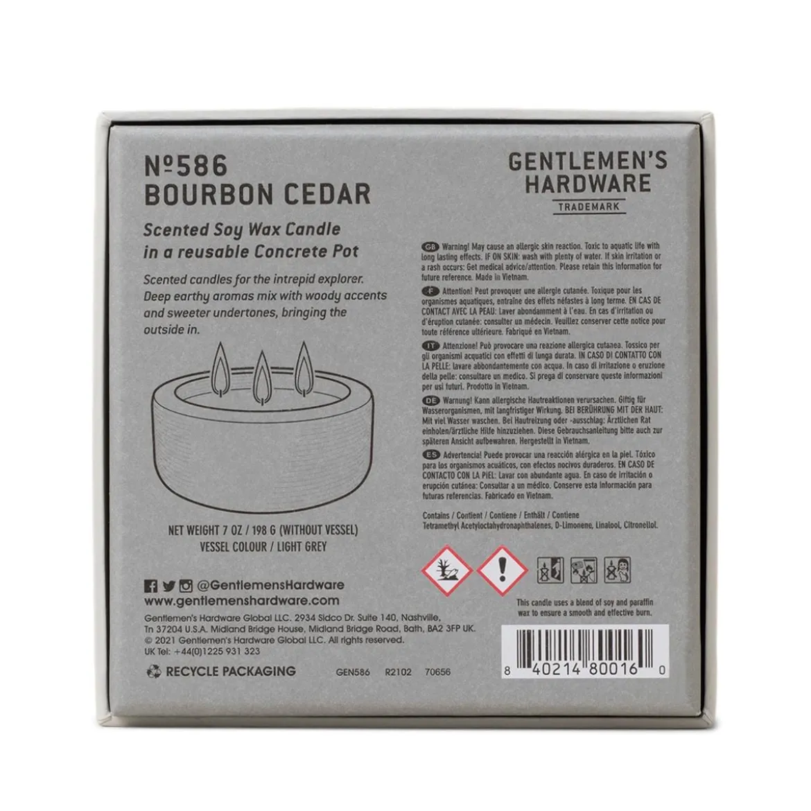 Duftkerze Sojakerze Concrete Candle Bourbon Cedar von Gentlemen´s Hardware