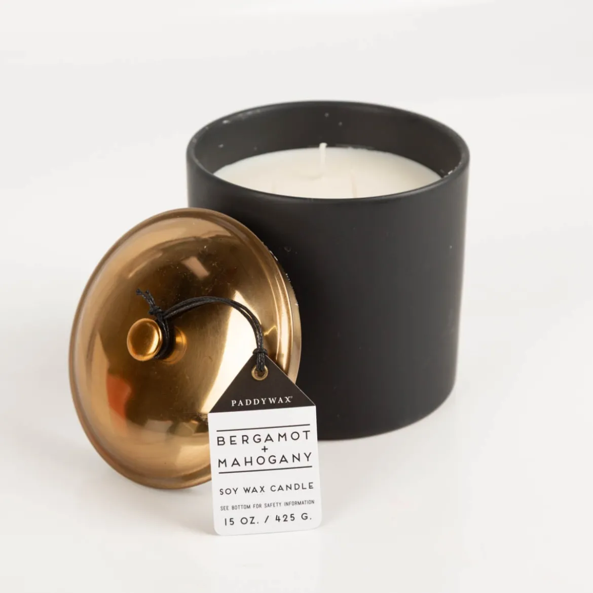 Duftkerze Sojakerze Hygge Black Bergamot & Mahagoni 425g mit 3 Dochten im Keramiktopf mit Metalldeckel von Paddywax