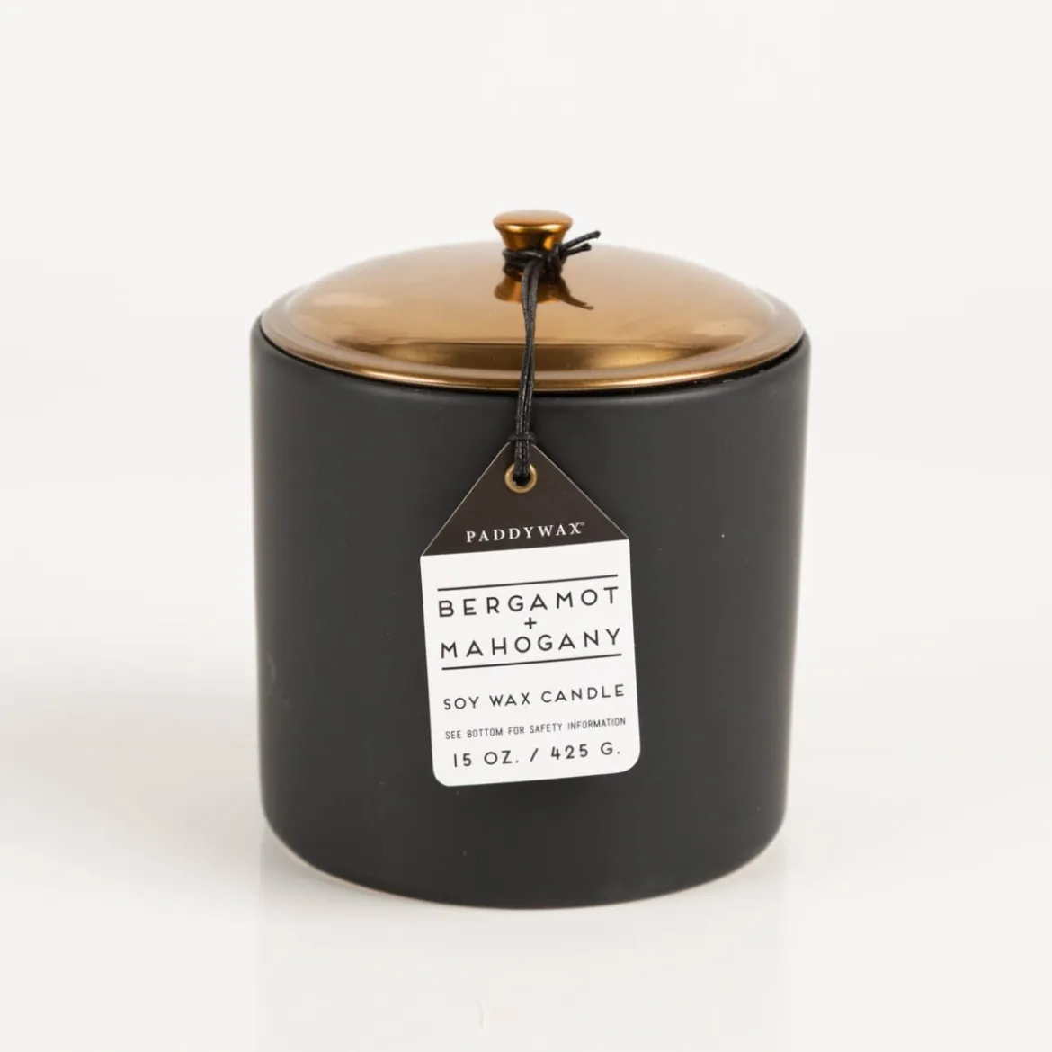 Duftkerze Sojakerze Hygge Black Bergamot & Mahagoni 425g mit 3 Dochten im Keramiktopf mit Metalldeckel von Paddywax