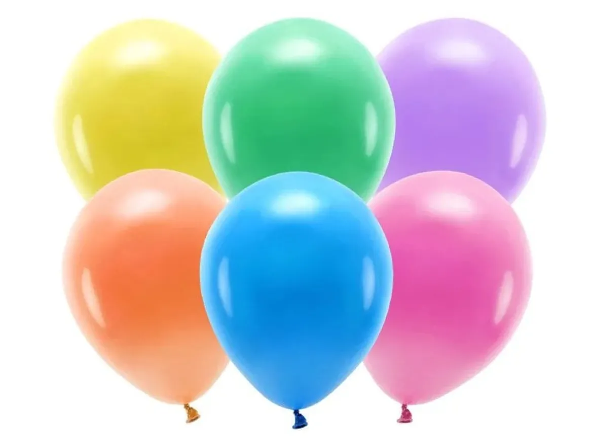 Eco Luftballons metallisiert einfarbig weiß gelb orange rot grasgrün apfelgrün blau hellblau rosa violett 10 Stück