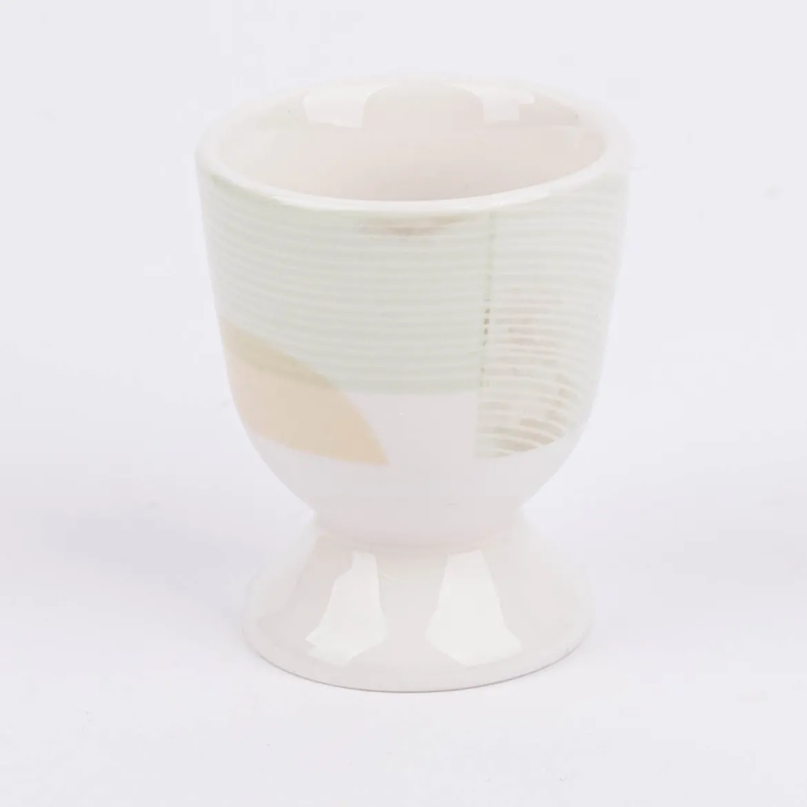 Eierbecher aus Porzellan Guten Appetit grafisch pastell weiß mint beige gold 5x6cm von der Schreibkram Manufaktur