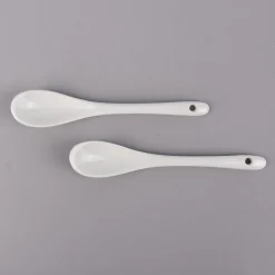 Eierbecher 2er Set mit Löffel Porzellan weiß
