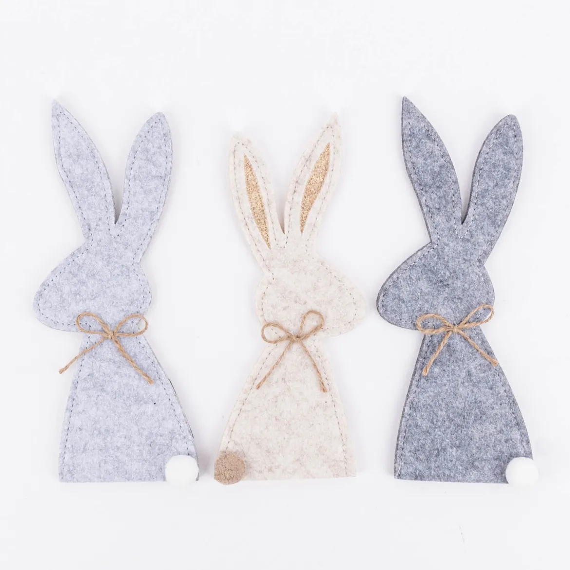Eierwärmer Hase aus Polyesterfilz in hellgrau dunkelgrau oder beige 8,5x22cm