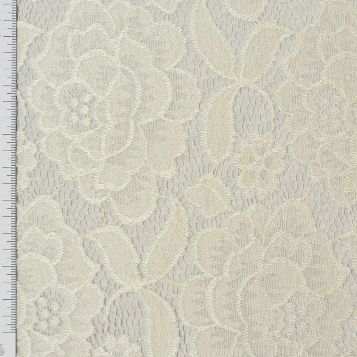 Elastische Spitze Blumen mit Wellen Abschluss beidseitig creme