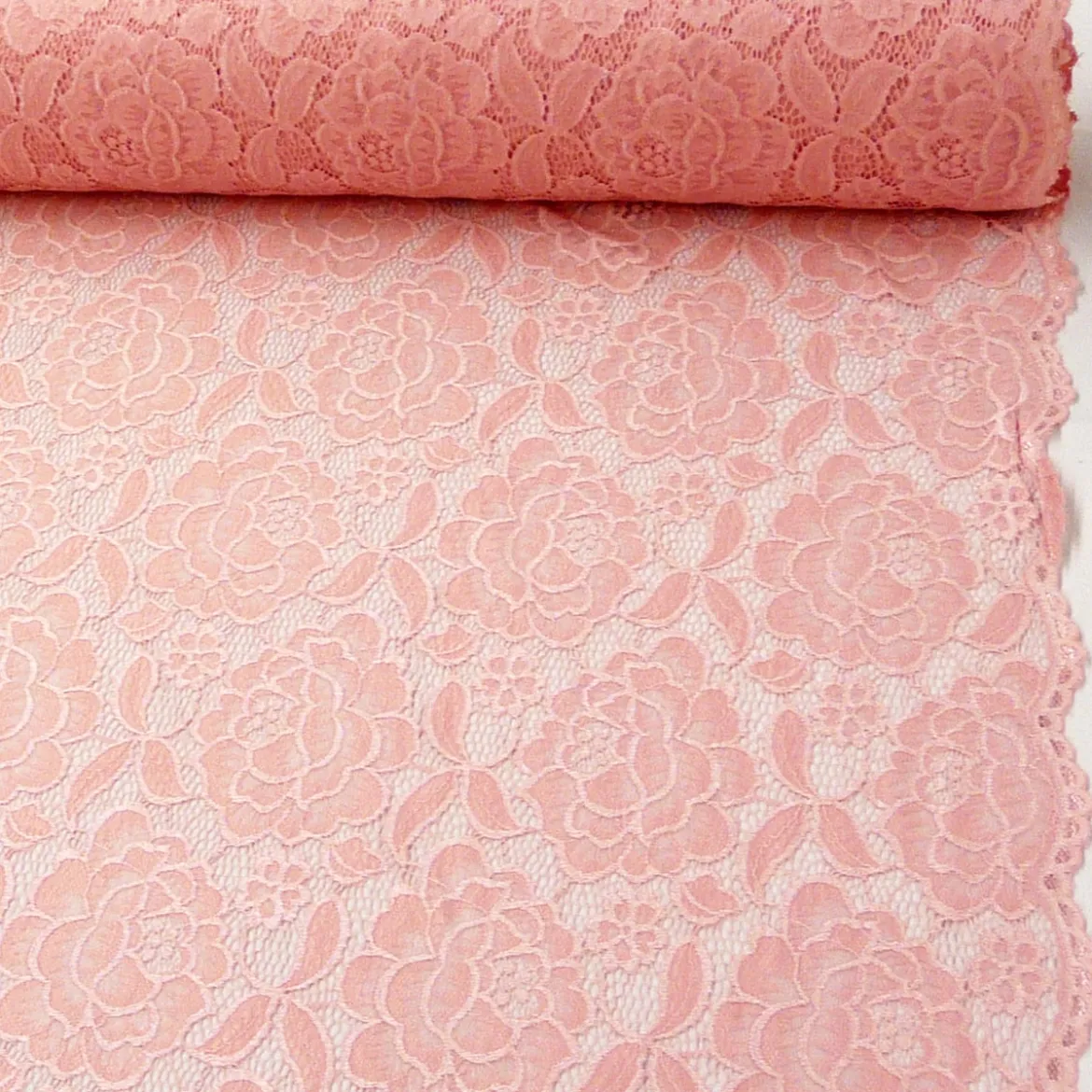 Elastische Spitze Blumen mit Wellen Abschluss beidseitig rosa